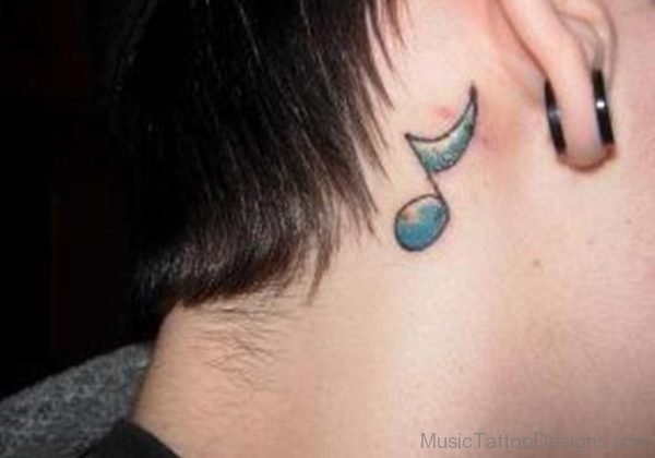 Sweet Musical Symbol Tattoos Behind Ear