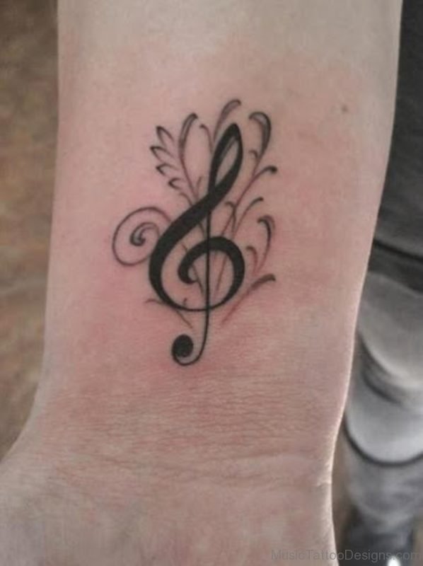Wonderful Music Note Tattoo On Wrist 