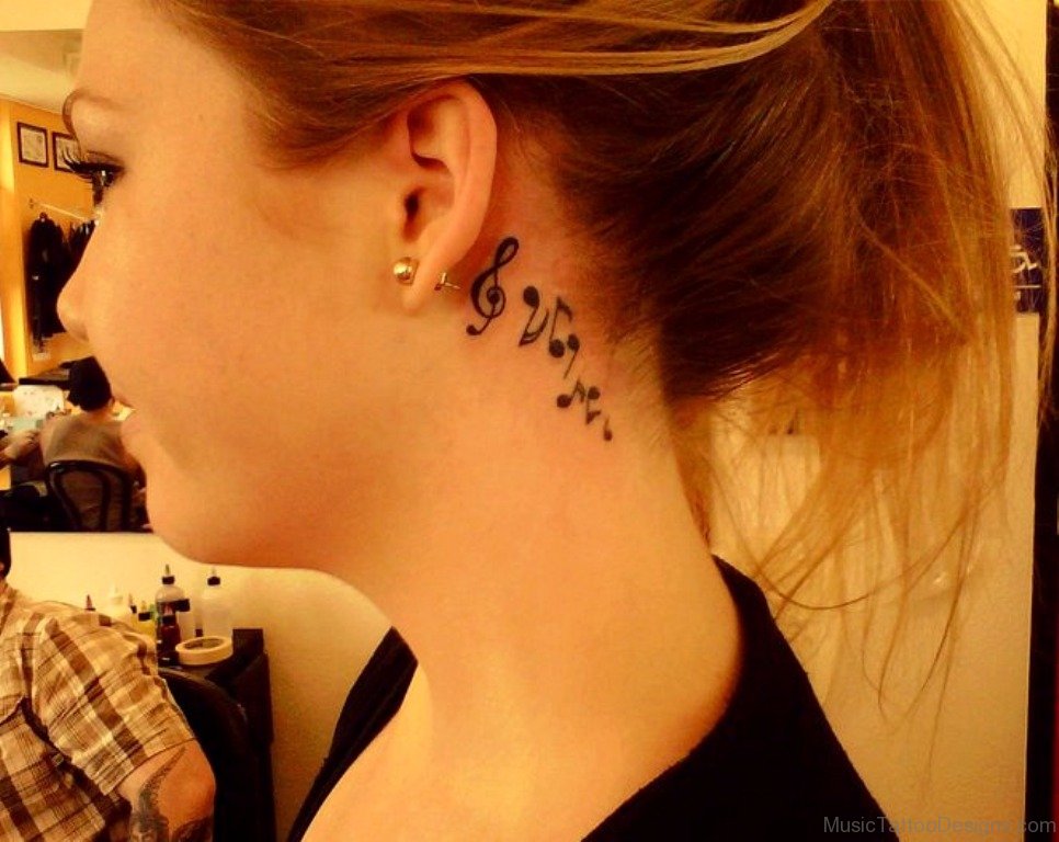 51 Good Looking Music Tattoos For Behind Ear