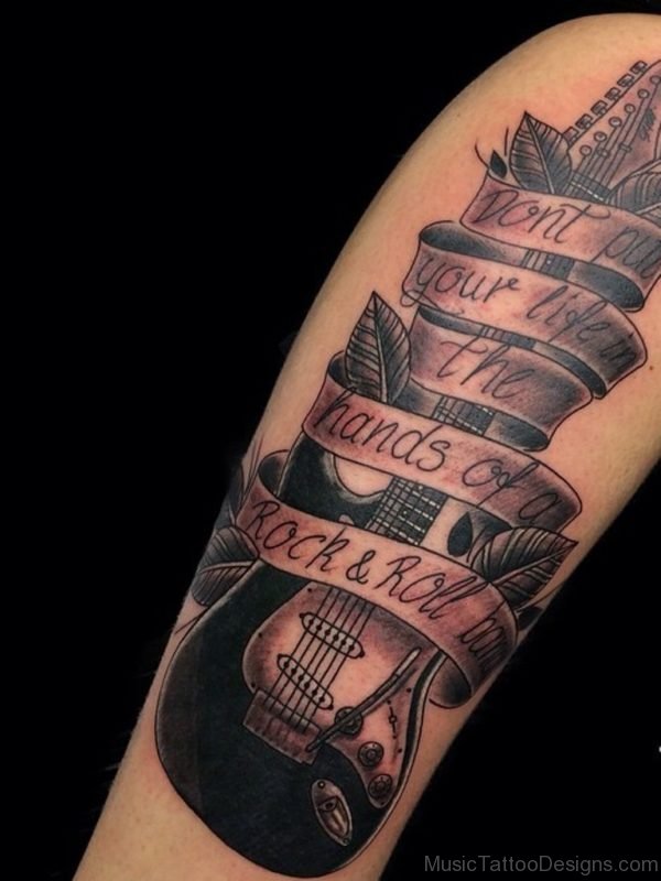 Wording And Guitar Tattoo