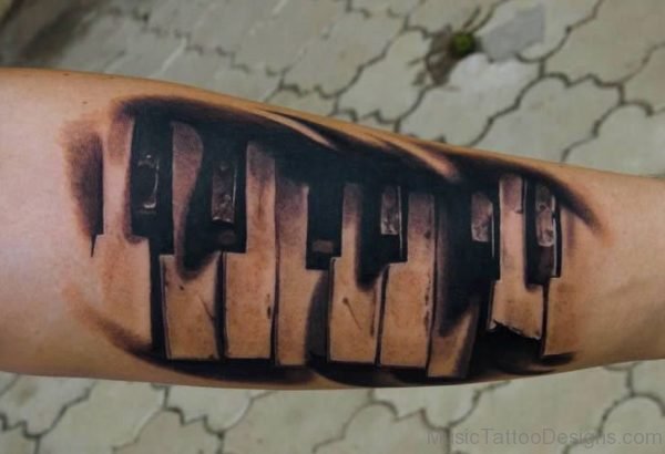 3D Piano Keys Tattoo