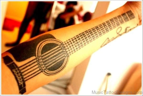 Attractive Guitar Tattoo 