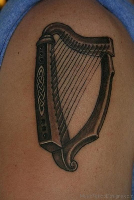 Attractive Harp Tattoo