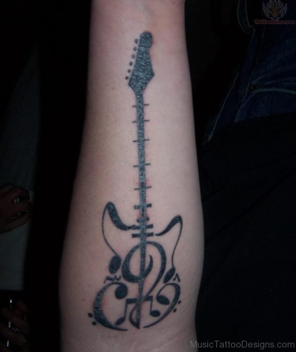 Awesome Guitar Tattoo On Arm