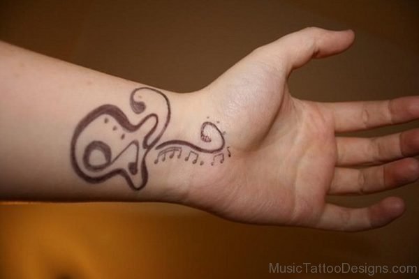 Awesome Guitar Tattoo On Wrist