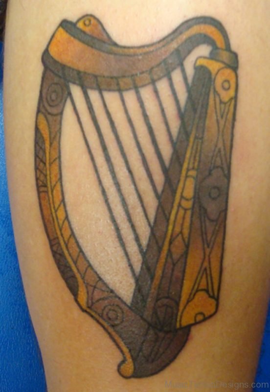 Awesome Harp Tattoo