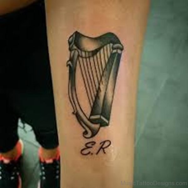 Awesome Harp Tattoo Design
