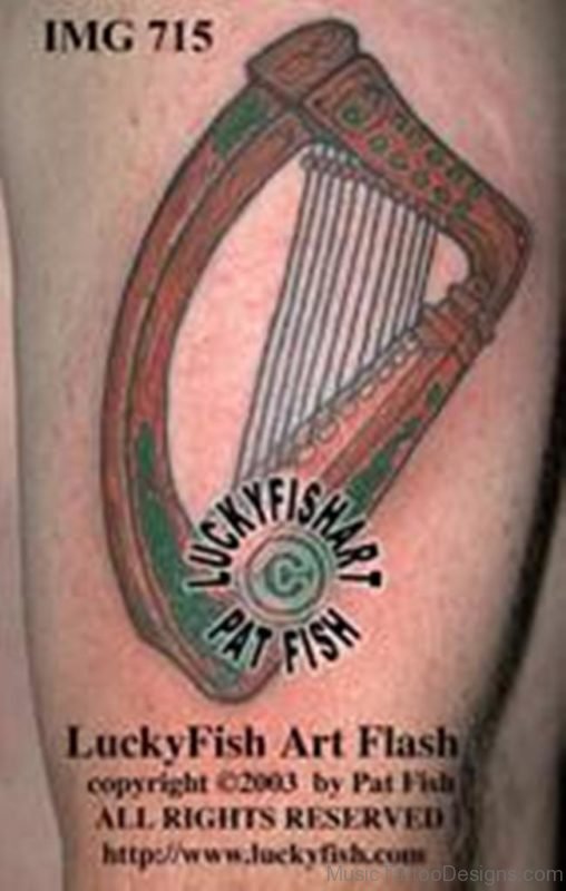 Awesome Harp Tattoo Image