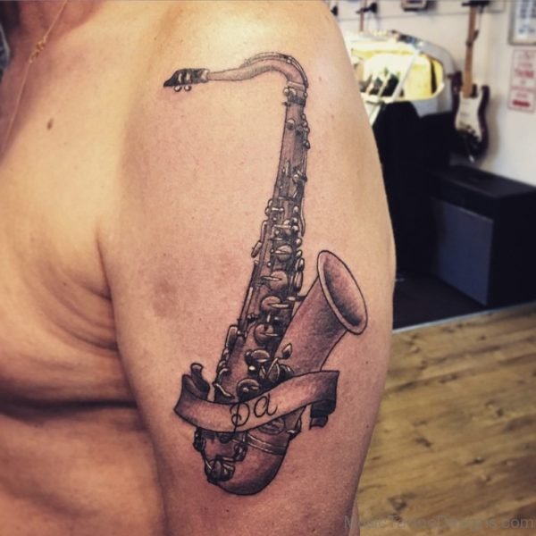 Awesome Saxophone Tattoo Design