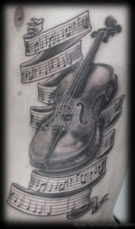 Awesome Violin Tattoo Design