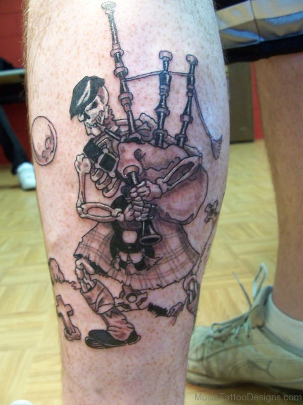 Bagpipes Tattoo Deisgn On Leg