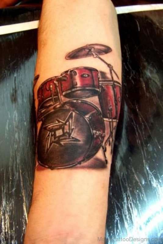 Band Drums Tattoo On Arm