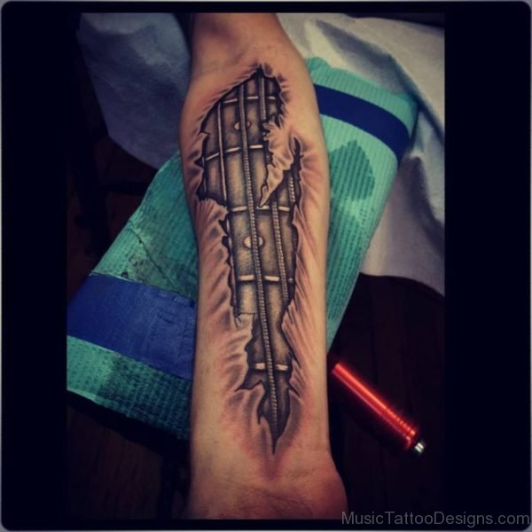 Bass Guitar Tattoo On Arm 