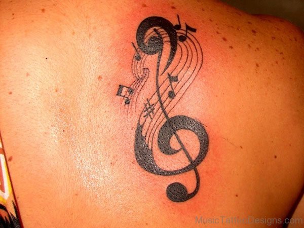 Black Music Note Tattoo