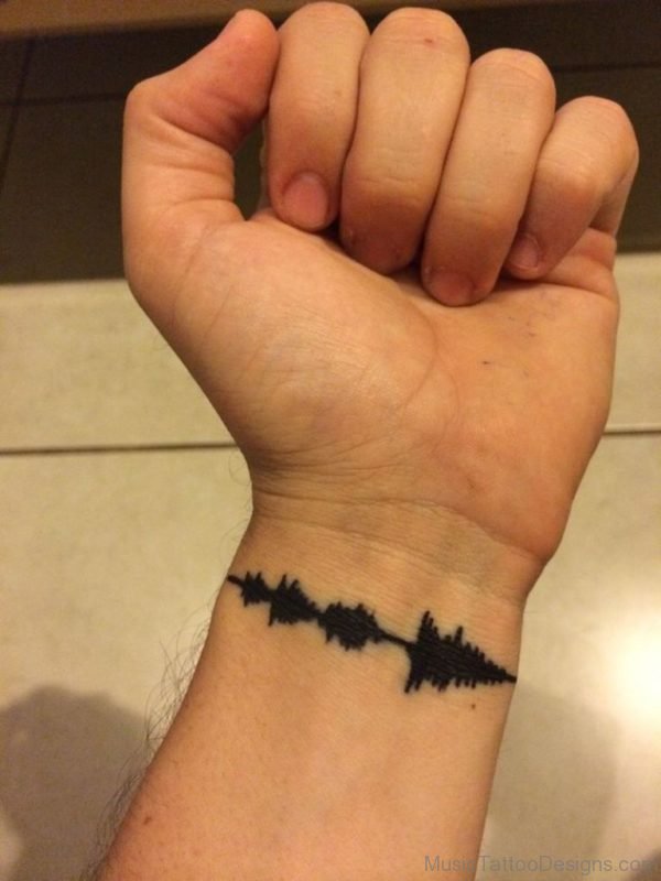 Black Music Wave Tattoo On Wrist