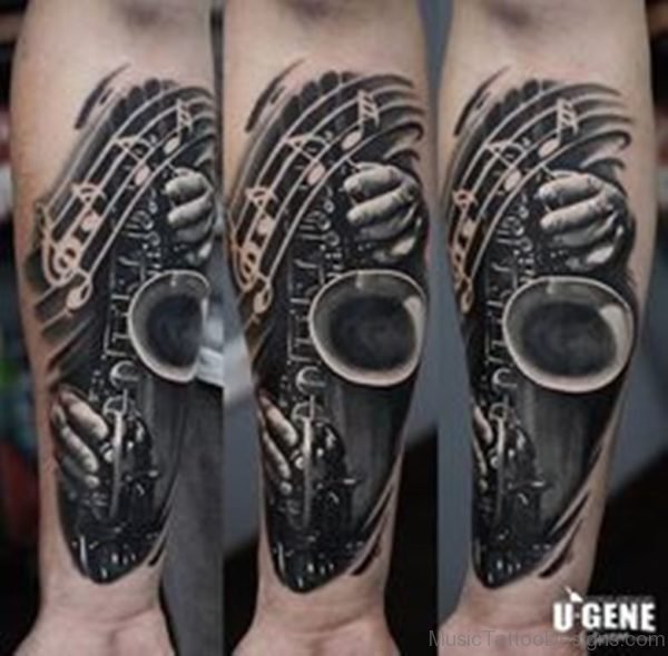 Black Saxophone Tattoo Design