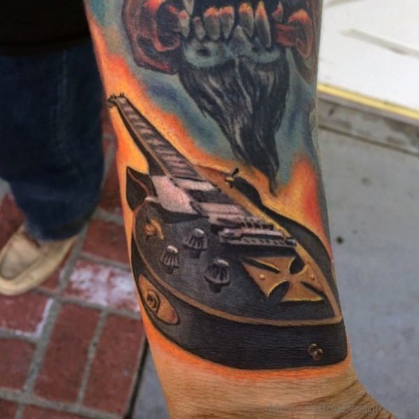 Brilliant Guitar Tattoo On Wrist