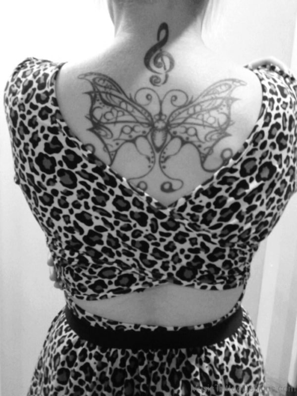 Butterfly And Music Tattoo