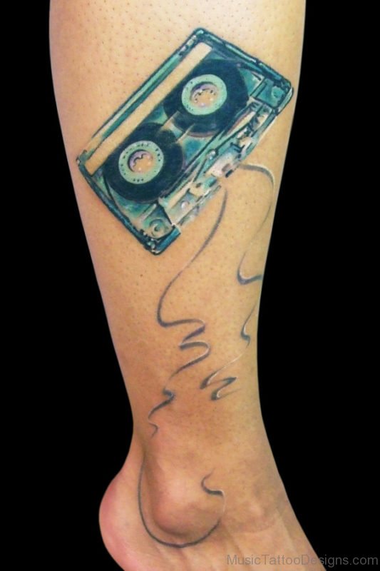 Cassette Tattoo On Leg