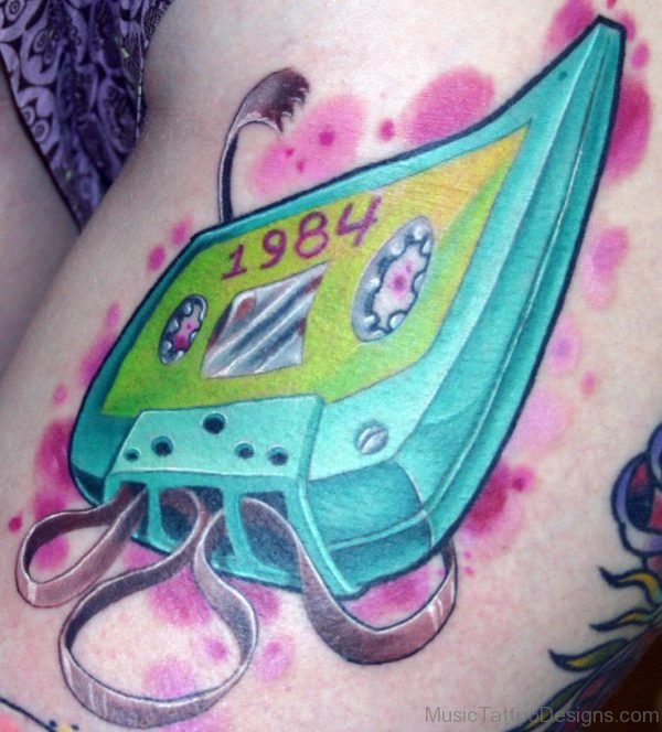 Cassette Tattoo On Thigh