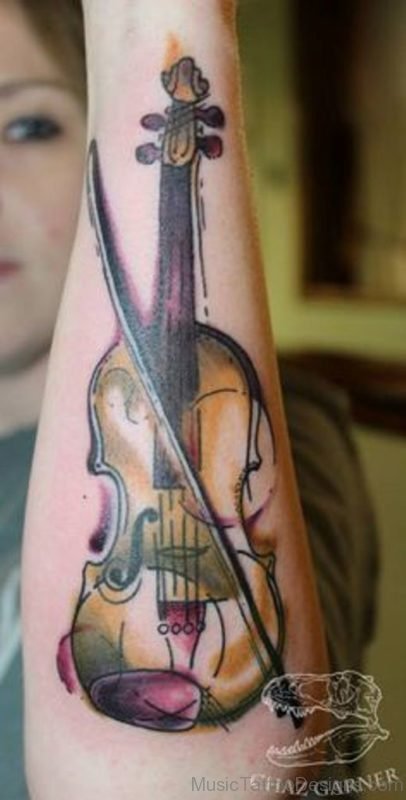 Cello Tattoo On Arm 