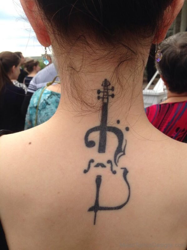 Cello Tattoo On Nape