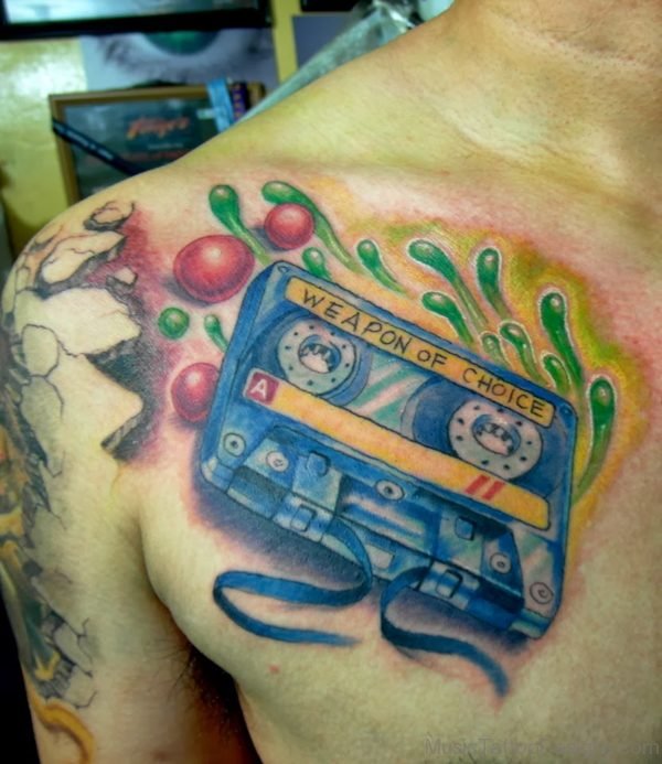 Classic Cassette Tattoo On Chest