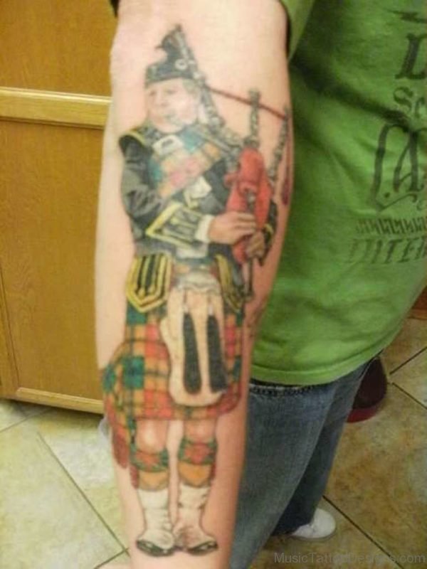 Colored Bagpipes Tattoo