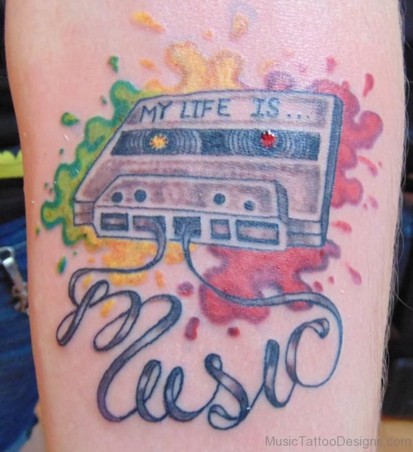 Colored Cassette Tattoo Image