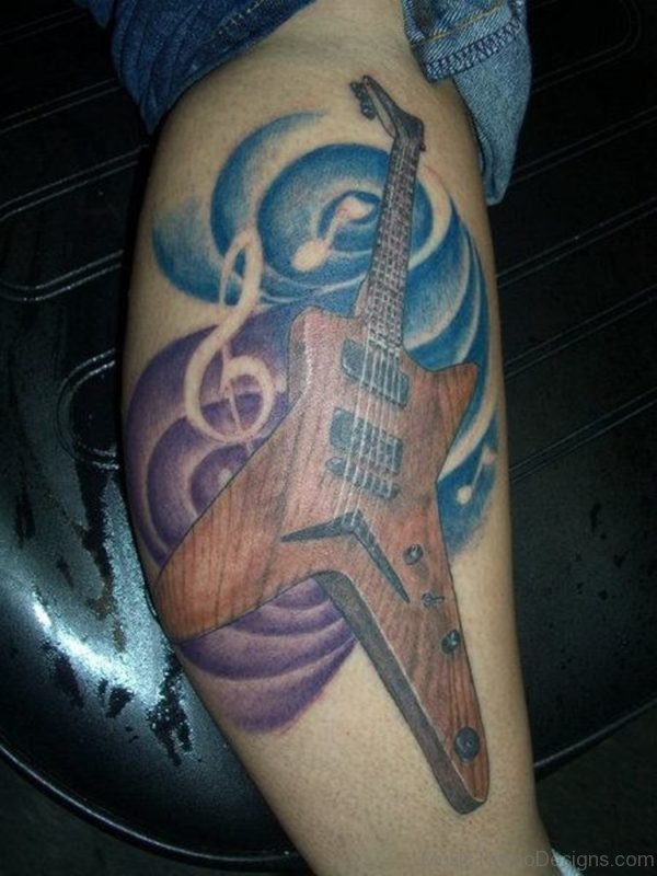 Colored Guitar Tattoo 