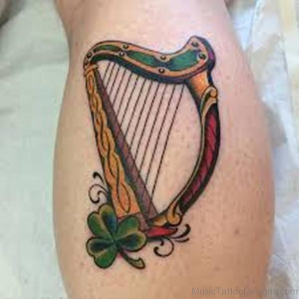 Colored Harp Tattoo