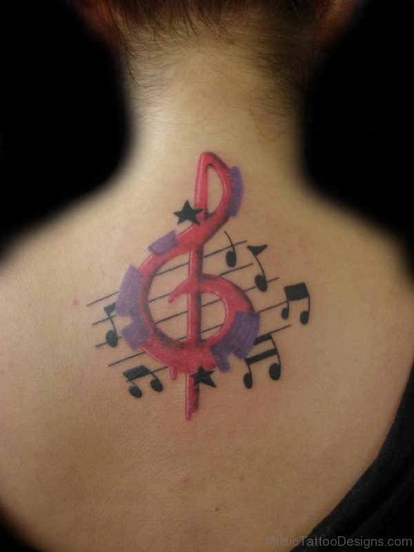 Colored Music Note Tattoo