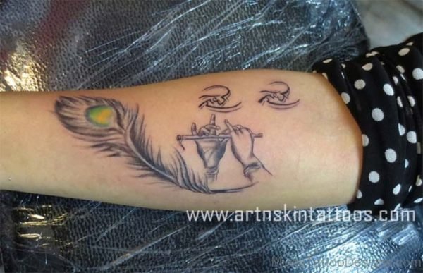 Cool Lord Krishna Flute Tattoo