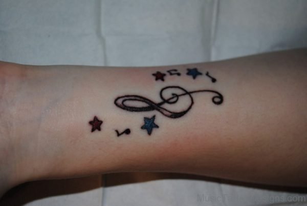 Creative Star Music Tattoo On Arm