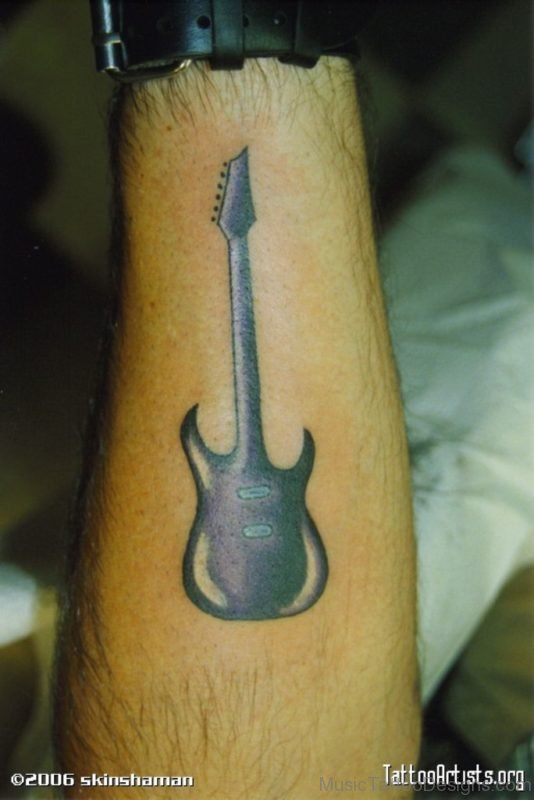 Cute Guitar Tattoo On Wrist