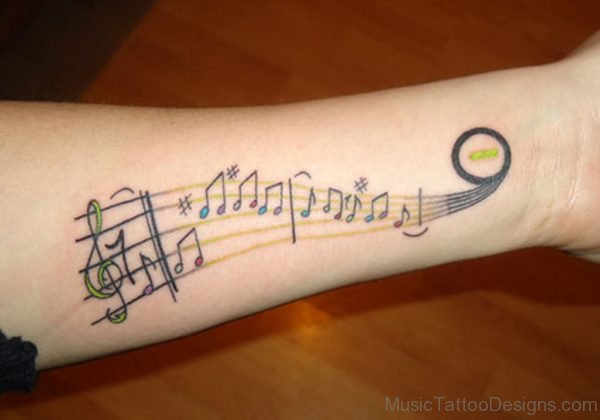 Cute Music Notes Tattoo On Arm