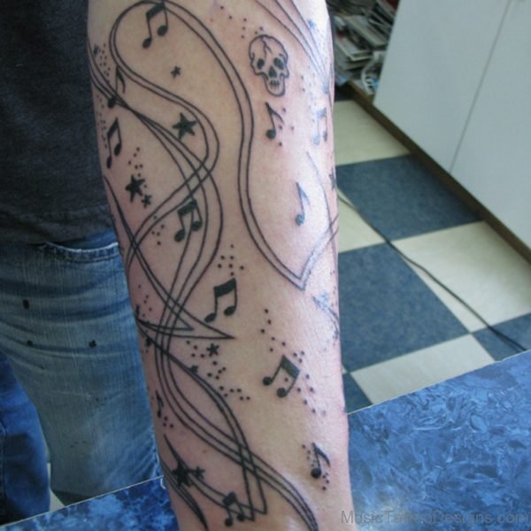 Cute Music Tattoo On Arm
