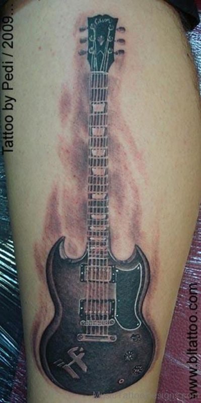 Dark Black Guitar Tattoo