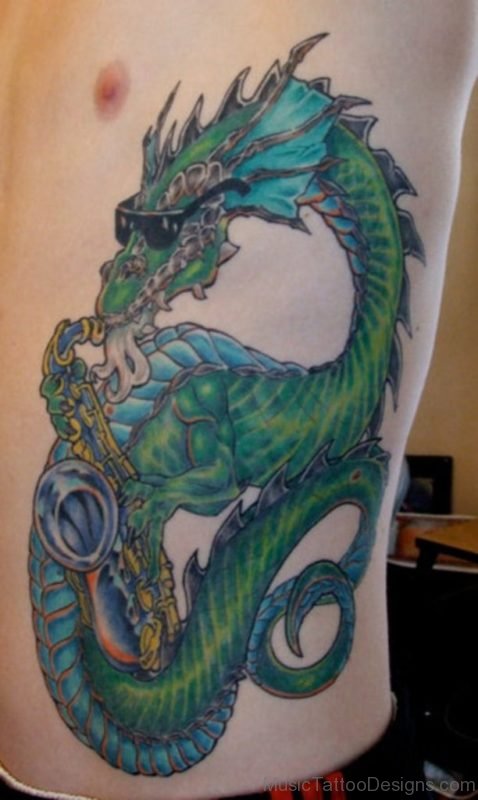 Dragon Saxophone Tattoo