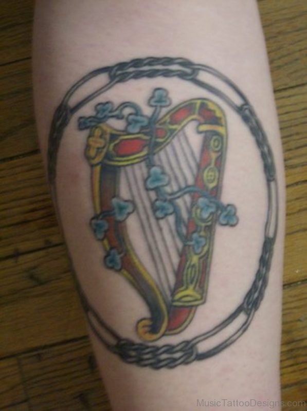 Elegant Harp Tattoo Design
