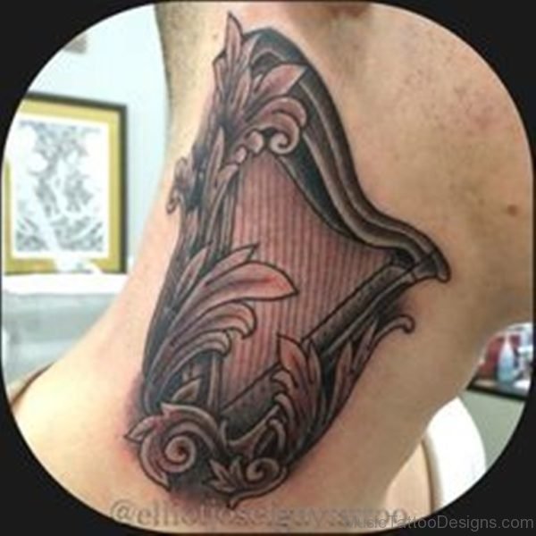 Elegant Harp Tattoo Design Pic