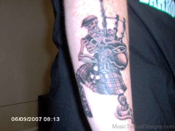 Excellent Bagpipes Tattoo Pic