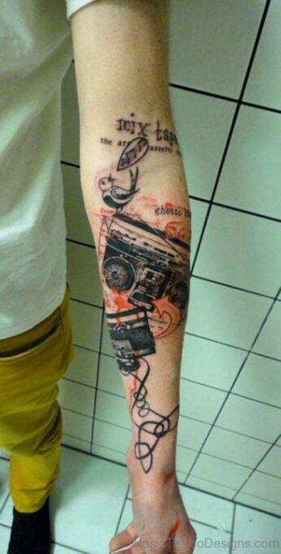 Excellent Cassette Tattoo On Arm