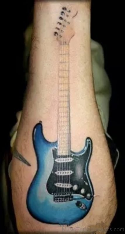 Excellent Guitar Tattoo On Wrist