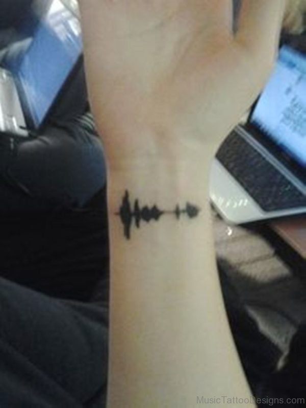 Excellent Music Wave Tattoo On Wrist