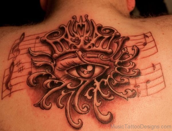 Eye And Music Note Tattoo