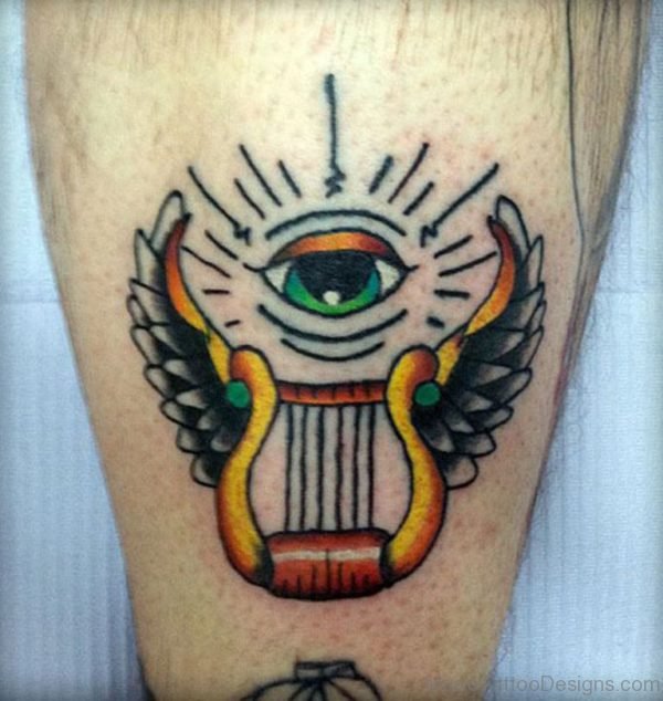 Eye and Harp Tattoo