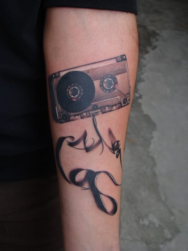 Fancy Cassette Tattoo On Arm