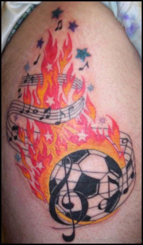 Fire Flame And Music Tattoo