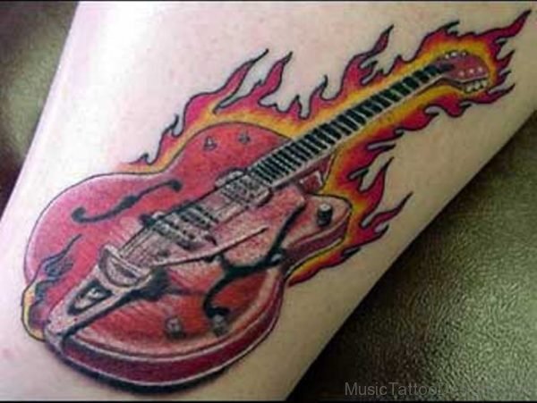 Fire Flame Guitar Tattoo